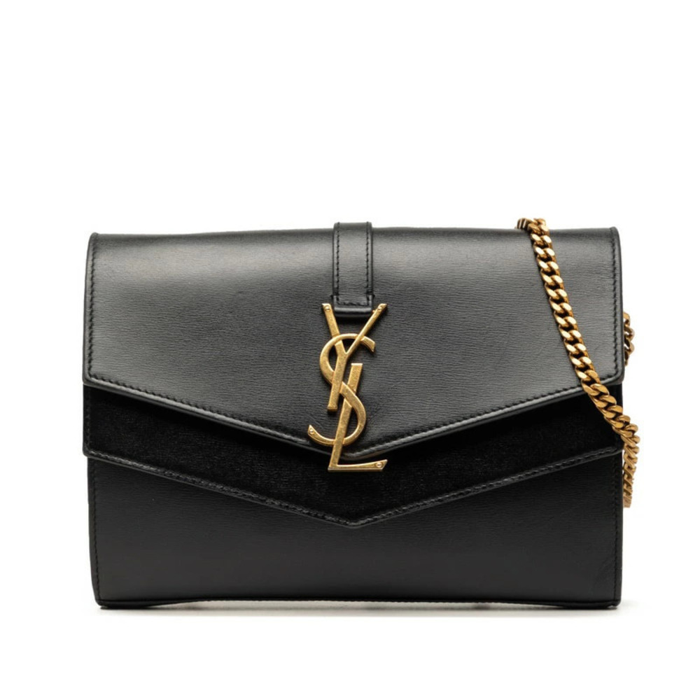 Saint Laurent YSL chain wallet shoulder bag black leather